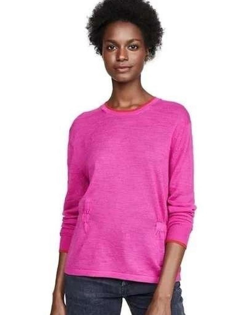 Veronica Beard Charlene Cinched merino Wool Pullover Sweater in Pink Sz M
